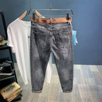New Arrival Korean Style Pants Men's Luxury Harajuku Designer Cowboy Kpop Brand Denim Slim Pencil Pants Men's Jeans for Autumn