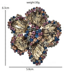 PENDRA Florienne Retro Rhinestone Flower Brooch