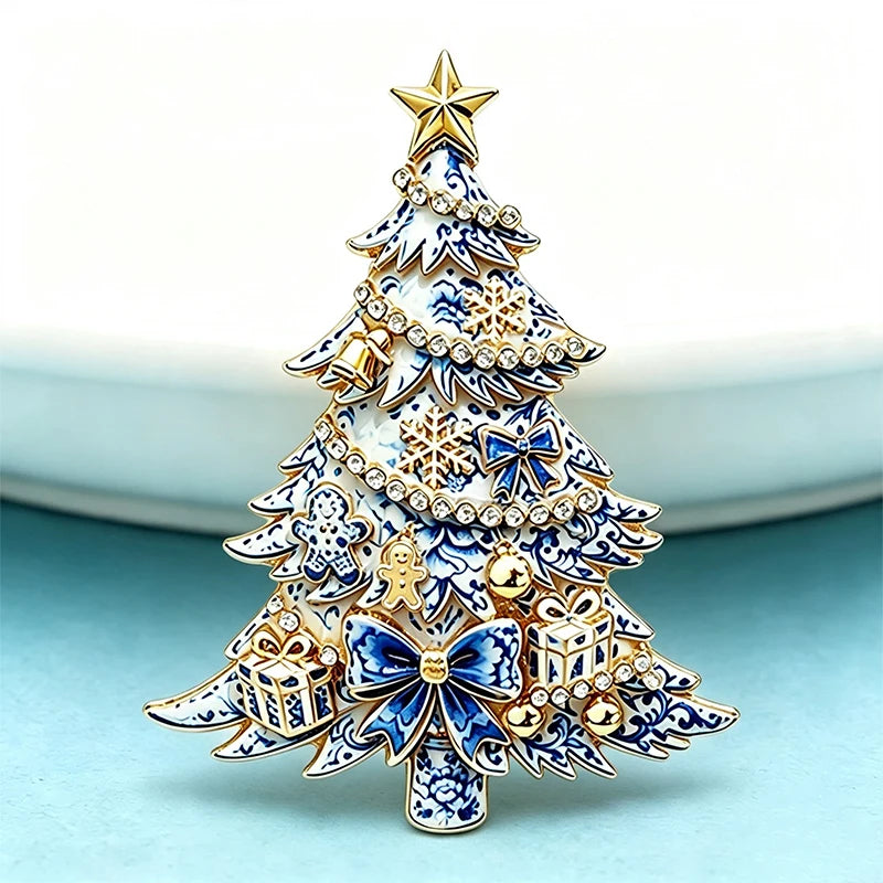 PENDRA Noel Bowknot 2-Color Christmas Tree Brooch