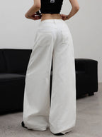 Women's White Classic Basics Versatile Fashionable Loose Jeans