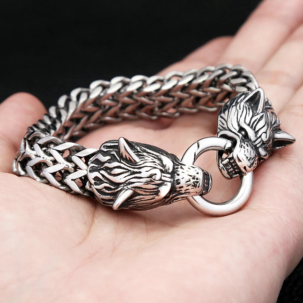 PENDRA Wolfduo Stainless Steel Double Wolf Bracelet
