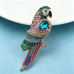 PENDRA Rainbowtail Rhinestone Parrot Brooch