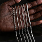 Punk Silver Color Chain Necklace for Men Women,Hip Hop Stainless Steel Braided Link Chokers,Classic Metal Jewelry Gift