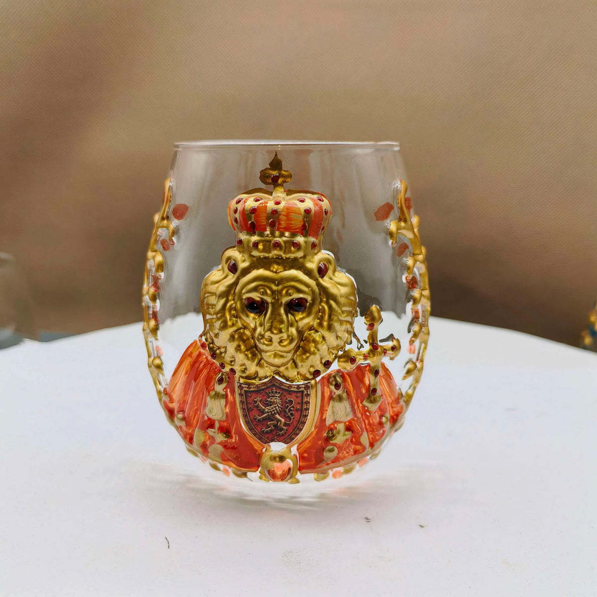 3D Crown Lion Drinking Glass Vintage Royal Style Whiskey Cup Creative Bar Tumbler for Home Party Gift Collection