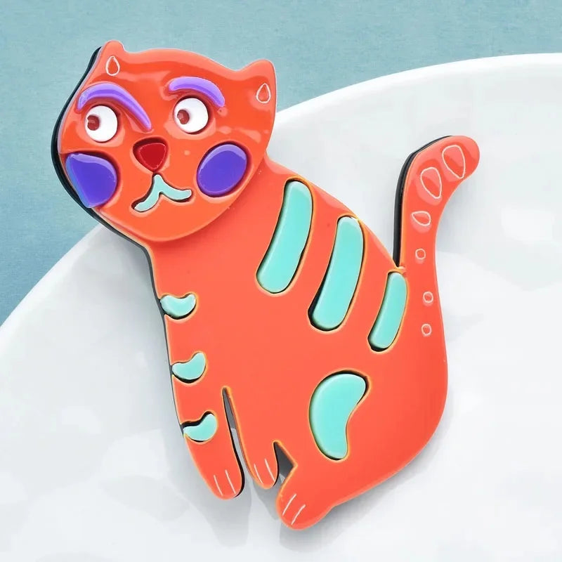 PENDRA Cute Acrylic Cat Brooch