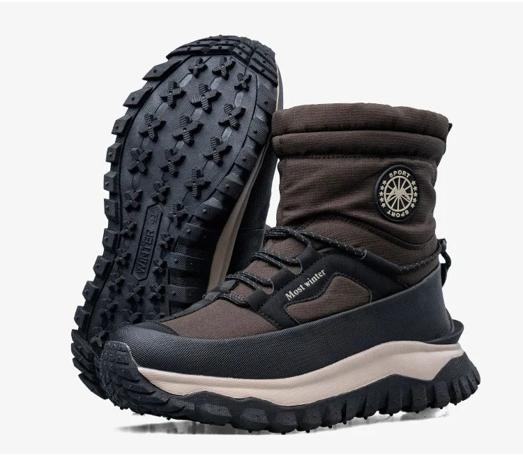 -30c Winter Waterproof Non-slip Cotton  Thick-soled Cold-proof High-top Men's Mountaineering Outdoor Thickened Warm Snow Boots