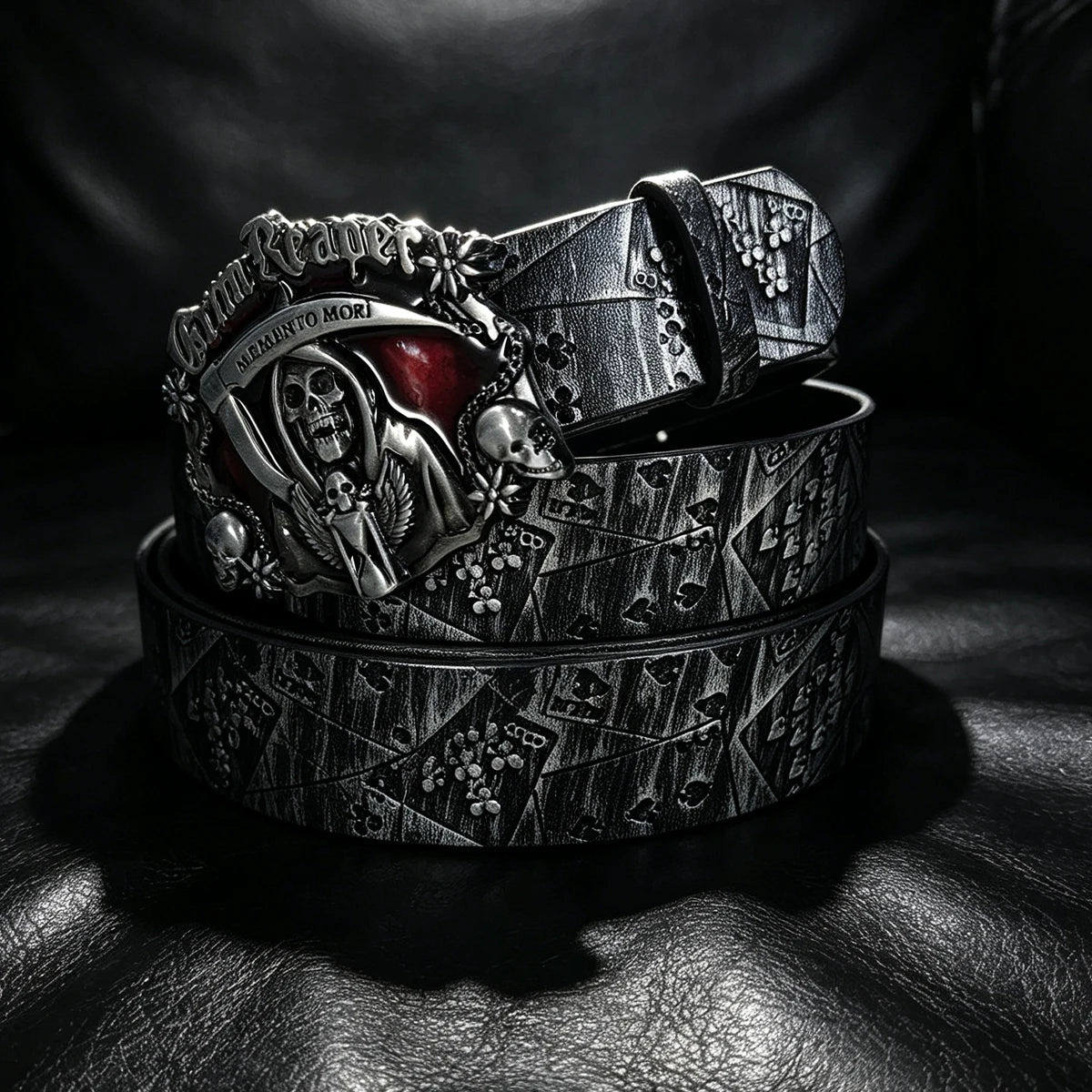 Silver Black Poker Belt For Men and Women Lucky Gamble Poker Metal Buckle Heavy Hip Hop Belt Punk Style Playing Card Street