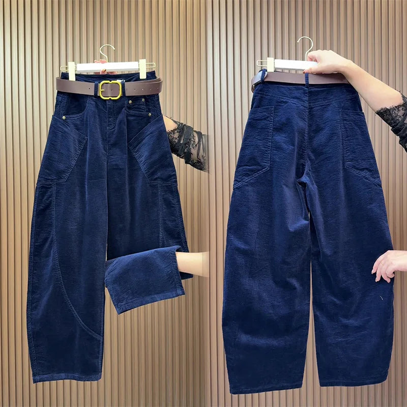 PENDRA Curved Cut Woolen Wide Leg Pants