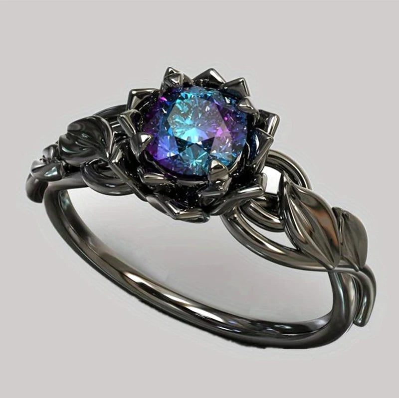 PENDRA Black Rose Crystal Ring