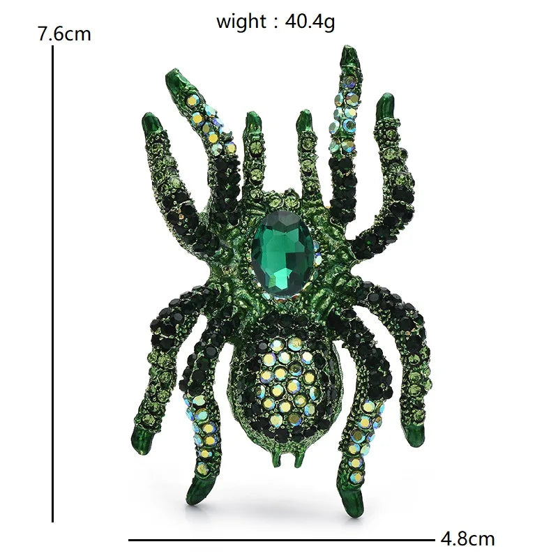 Wuli&baby Sparkling Vintage Spider Brooches For Women Unisex 2-color Rhinestone Charming Insects Party Office Brooch Pins Gifts