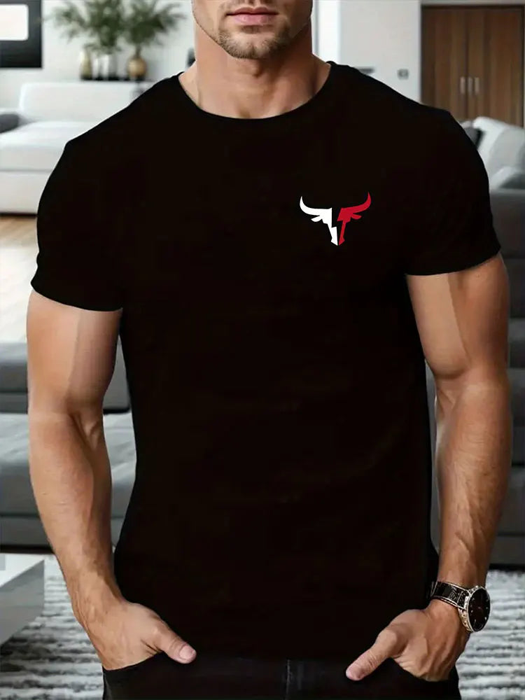 PENDRA Bull Print Tees Urban Short-Sleeve Travel T-Shirt