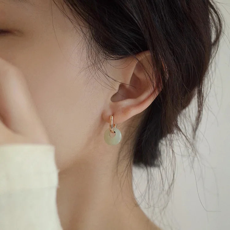 PENDRA Jade Geometry Hoop Earrings