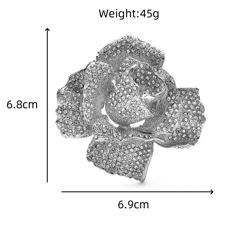 PENDRA Rosalia Sparkling Rose Flower Brooch