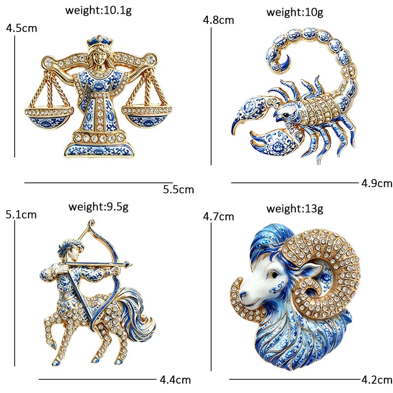 PENDRA Zodiac Porcelain Animal Brooch