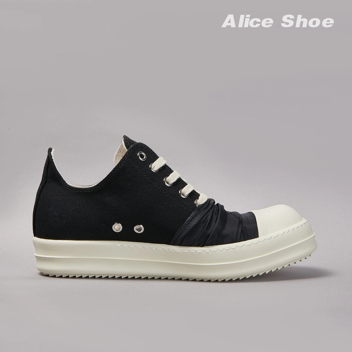 PENDRA Pleated Noir Black Canvas High-Top Zip Thick-Sole Edition 2 Platform Sneakers