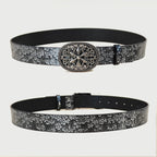 PENDRA Velaeva Leather Floral Buckle Western Belt