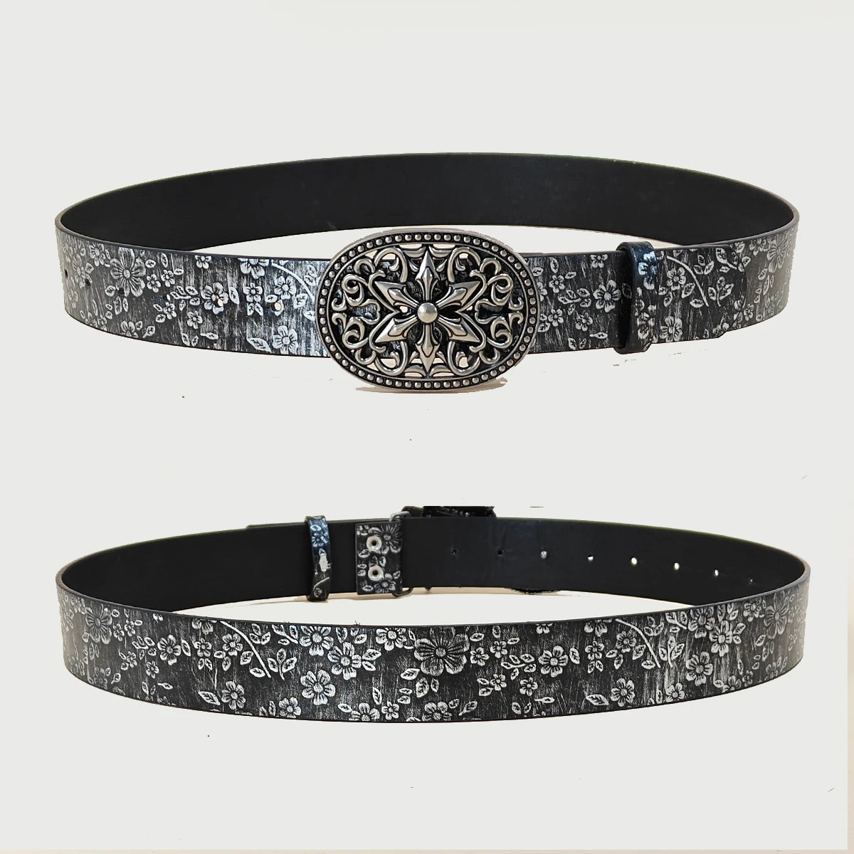 SnowFlower Buckle Pattern PU Leather Belt Fashion Casual Jeans Belt Western Cowboy Belt For Men Women High Quality Male Strap