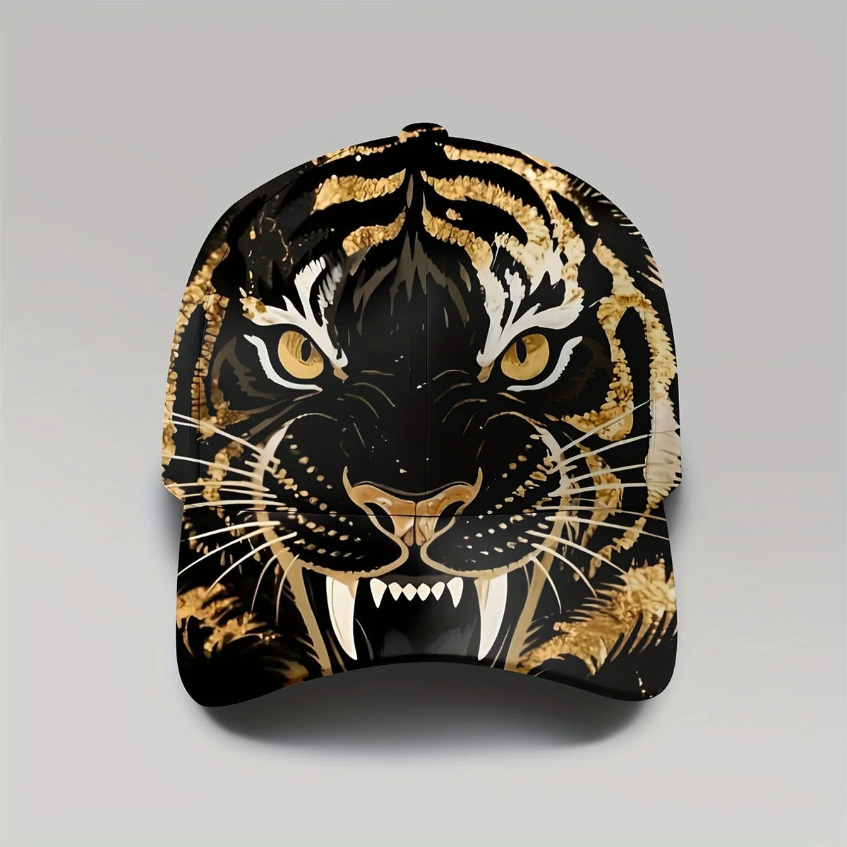 1pc, Tiger Print Golden  Cap, Unisex, Casual and Fashionable, Outdoor Sun Protection, Breathable and Adjustable, Trendy Street