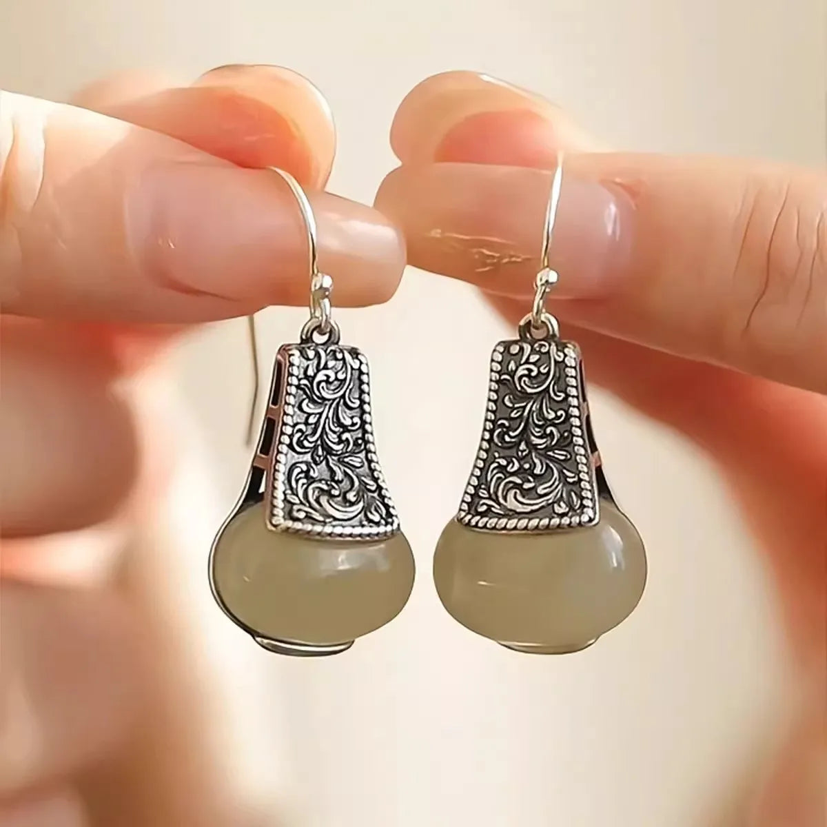 PENDRA Water Hotan Jade Silver Earrings