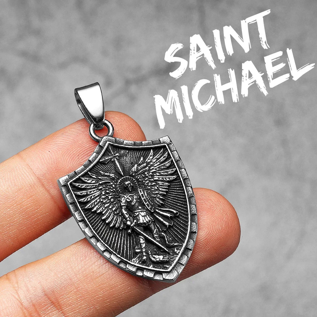 PENDRA Angel St Michael Steel Necklace