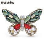 PENDRA Pearl 3 Colors Handmade Czech Rhinestone Butterfly Brooch