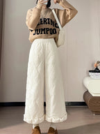 Elastic waist design down pants women winter cold resistant and warm high waist loose hanging casual straight leg pants