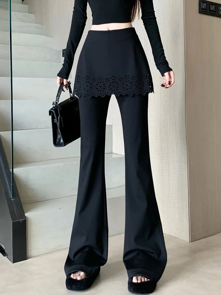 PENDRA Black Micro Flared Pants