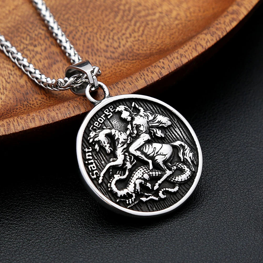 PENDRA Dragonslayer Saint George Pendant Necklace