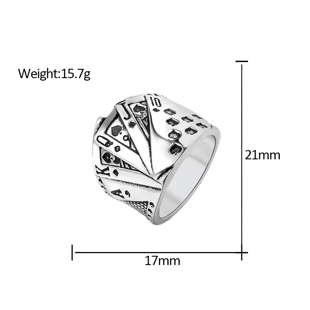 PENDRA Pokerluck Stainless Steel Lucky Poker Ring