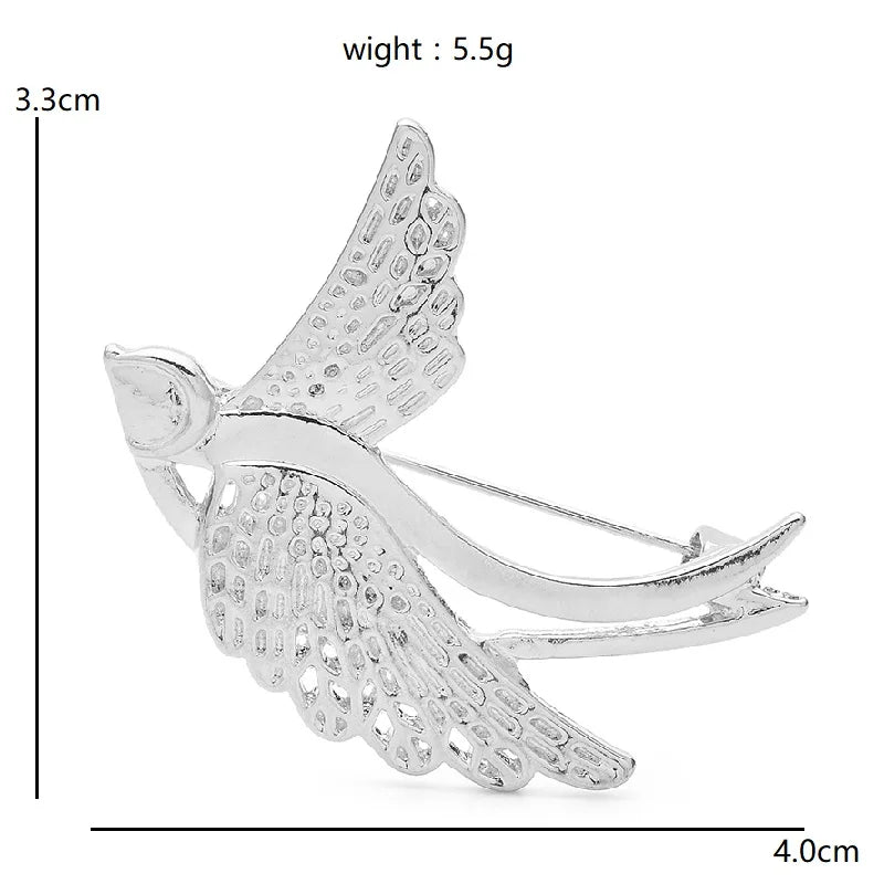 Wuli&baby Metal Flying Swallow Brooches For Women Unisex 2-color Alloy Bird Animal Brooch Pins Gifts