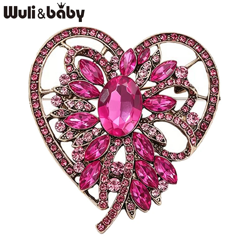 PENDRA Heartelle Vintage Crystal Heart Brooch