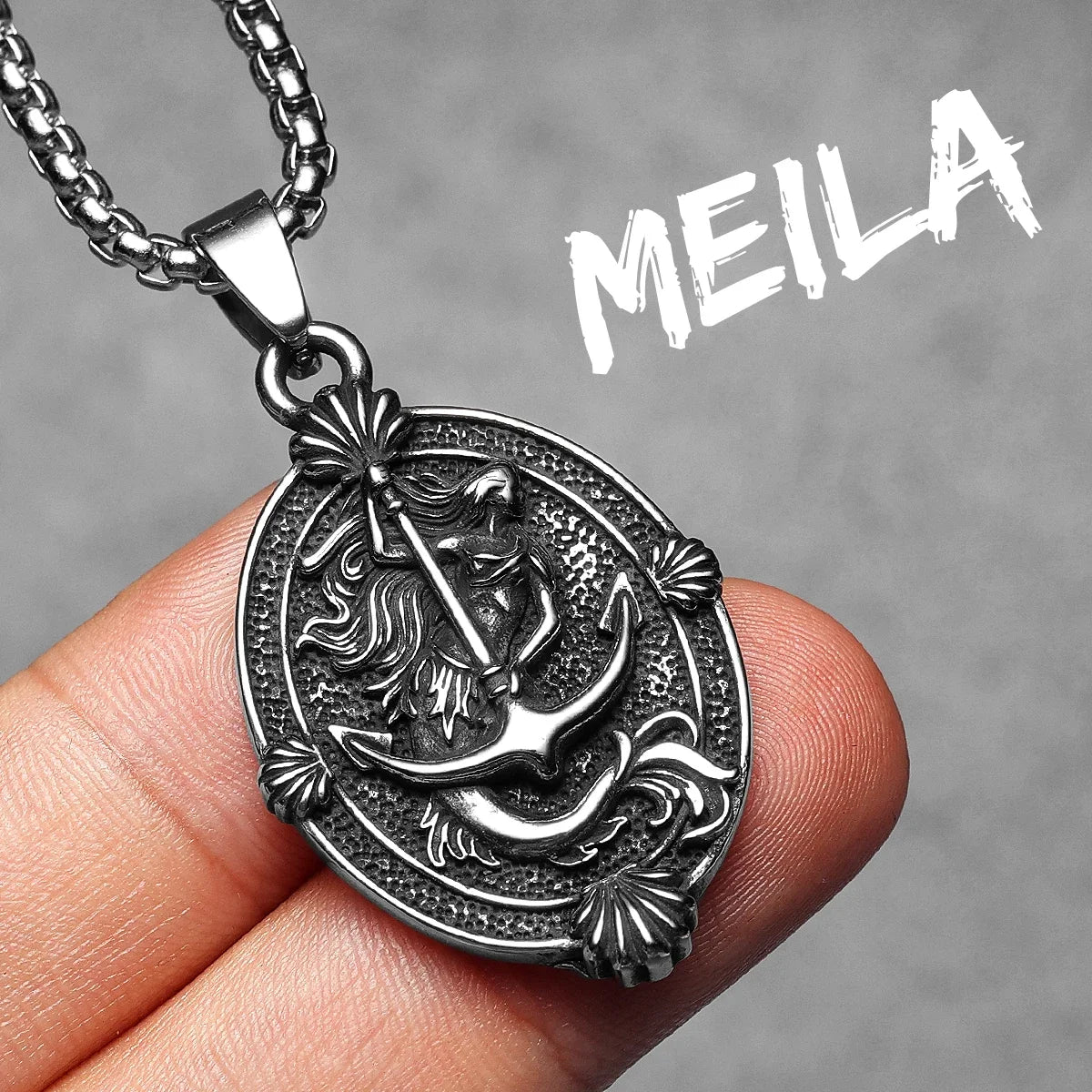 PENDRA Anchor Mermaid Steel Necklace