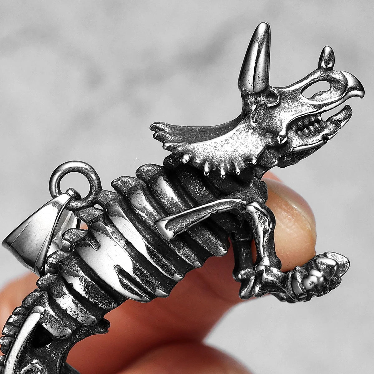 PENDRA Triceratops Dinosaur Skull Steel Necklace