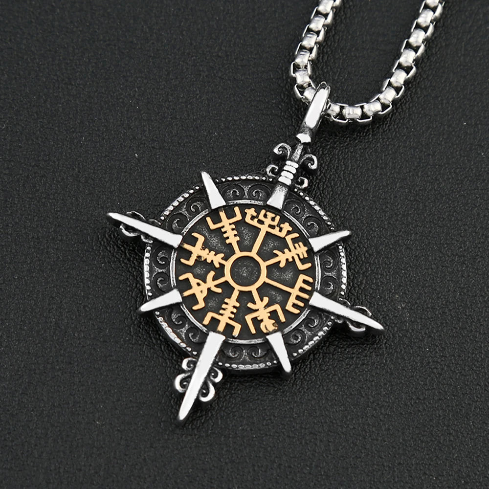 PENDRA Vegvisir Viking Compass Pendant Necklace