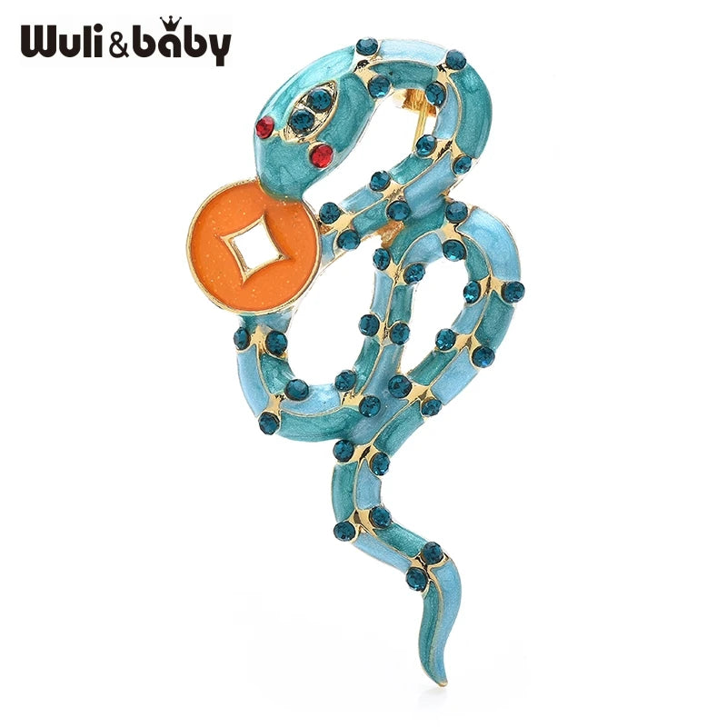 PENDRA Serpentine Enamel Snake Brooch
