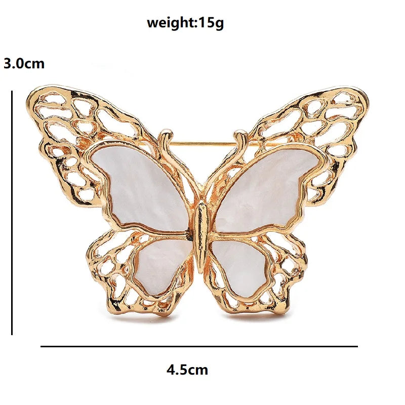 PENDRA Classical White Butterfly Brooch