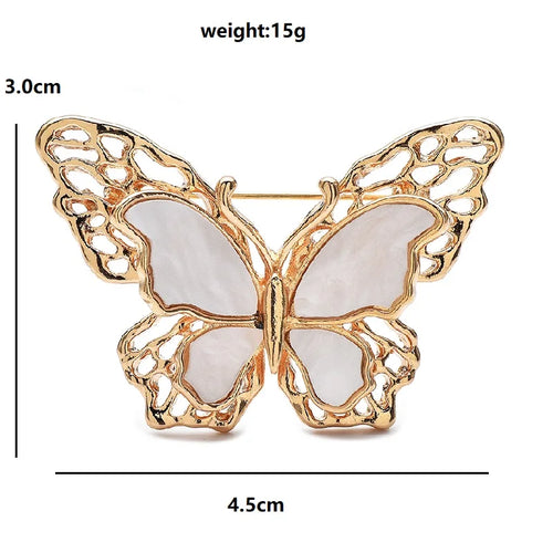 PENDRA Classical White Butterfly Brooch