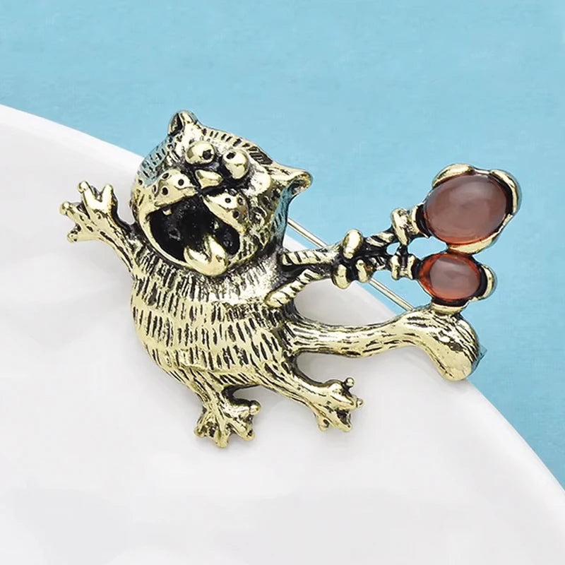 Wuli&baby Lovely Taking Balloon Flying Cat Brooches 2-color Metal Animal Pets Brooch For Women's Clothes Backpack Pins Gifts