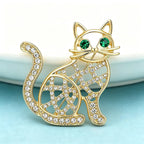 PENDRA Hollow Cat Rhinestone Brooch