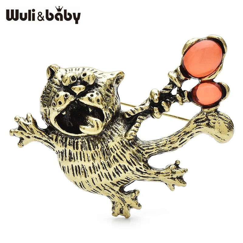 Wuli&baby Lovely Taking Balloon Flying Cat Brooches 2-color Metal Animal Pets Brooch For Women's Clothes Backpack Pins Gifts