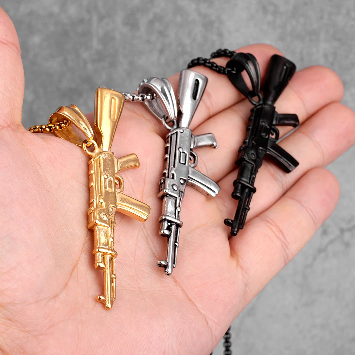 PENDRA Gun Boyfriend Steel Necklace