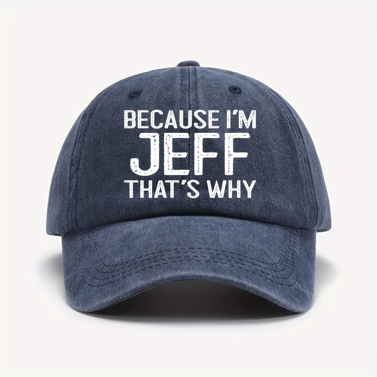1pc "Because I'M Jeff That'S Why I Am Like This" Vintage Washed Worn Baseball Cap-Unisex Retro Sun Hat, with Adjustable