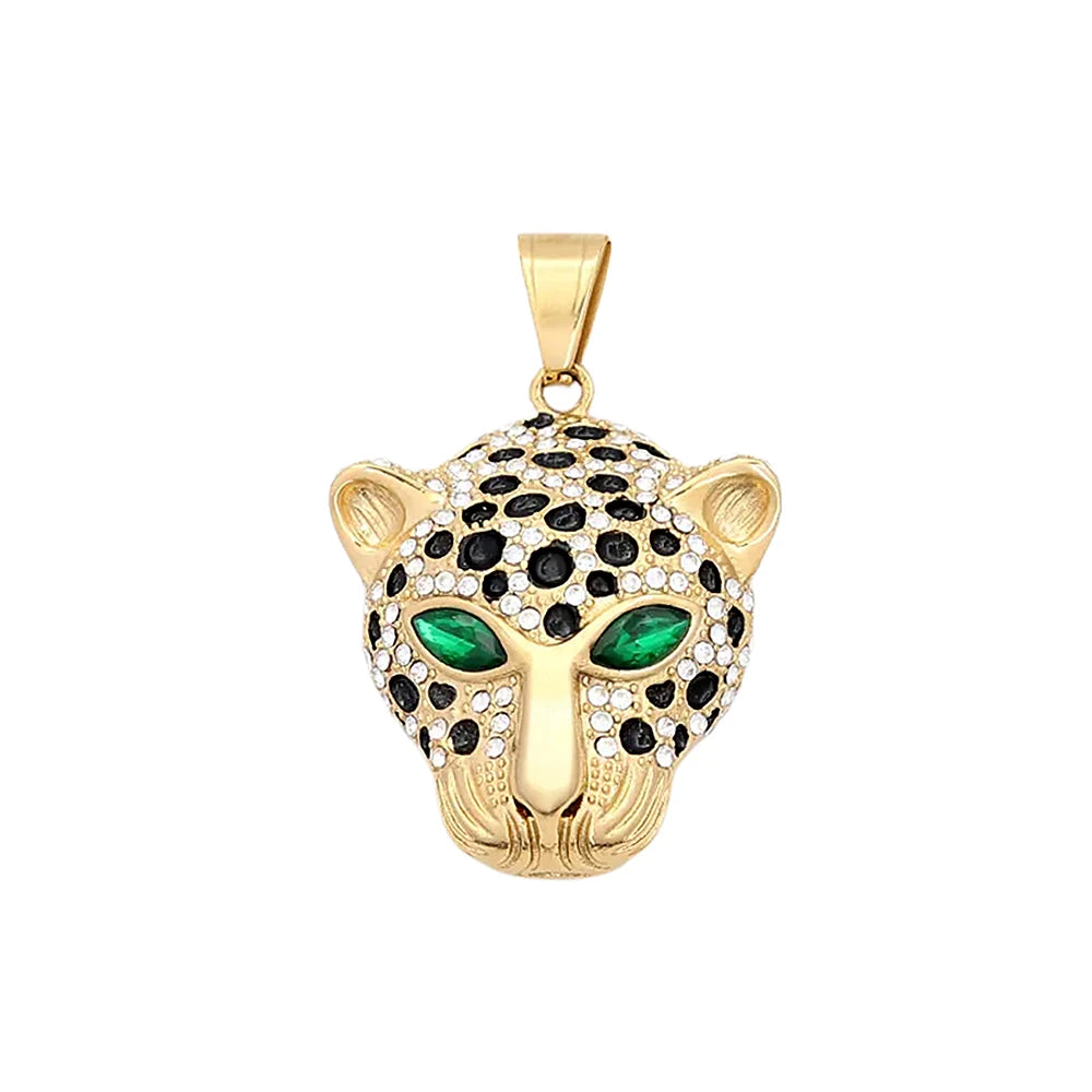 PENDRA Leopardcrest Stainless Steel Leopard Head Pendant