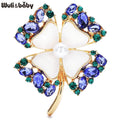 PENDRA Clovera Rhinestone Clover Leaf Brooch
