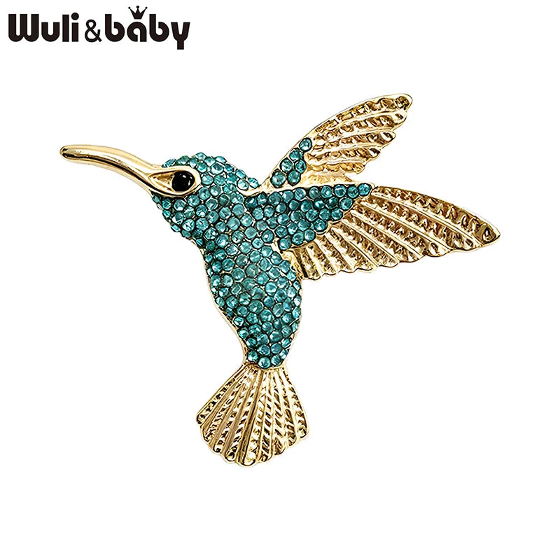 PENDRA Jewel Hummingbird Rhinestone Bird Brooch