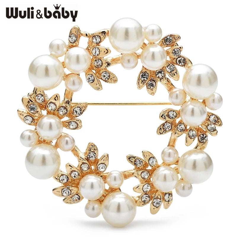 PENDRA Wreathfleur Pearl Flower Wreath Brooch