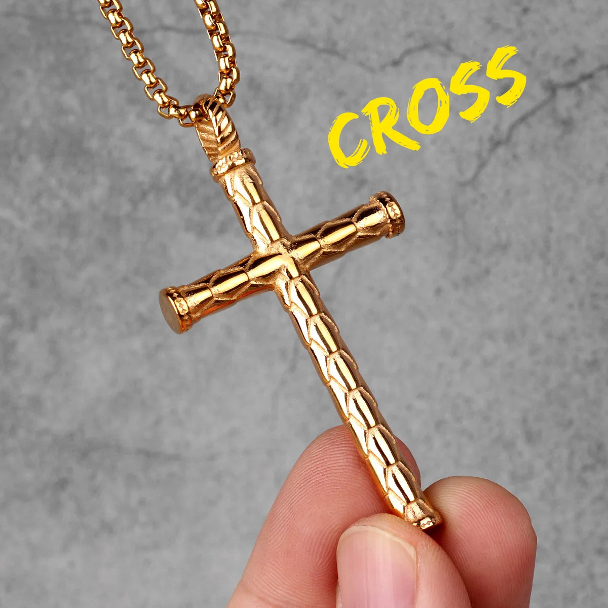 PENDRA Dragon Scale Cross Steel Necklace