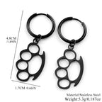 Brass Knuckles Dangle Earrings Punk Gothic Stainless Steel Earring Rivet Spike Hook Style For Edgy Streetwear Jewelry Gifts
