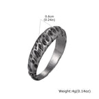 Vintage Handmade Casting Ring for Men Boys,Stainless Steel Irregular Concave Ring,Punk Niche Retro Grey Bend Ring
