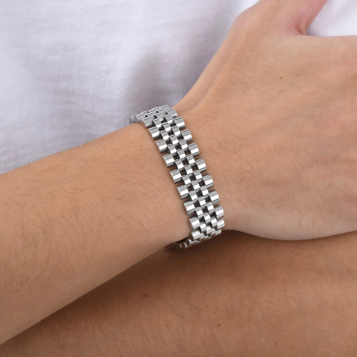 15MM Chunky Watch Band Bracelets for Men,19CM Magnetic Stainless Steel Links Wristband,Stylish Jewelry Gifts for Dad Husband Son